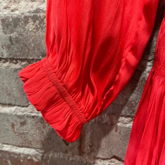 NEW Anthropologie Current Air Cecile Smocked Mini Dress Poppy Red Size Small - Picture 9 of 12